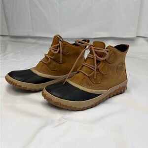 Sorel Waterproof Lace Up Ankle Bootie Brown Black Women's US 5.5 NL3069-286